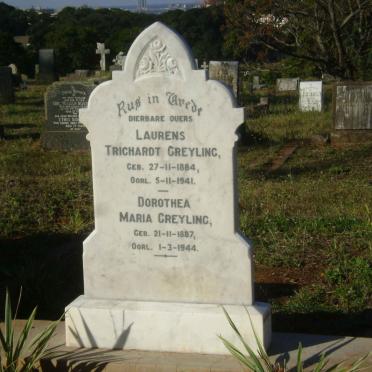 GREYLING Laurens Trichardt 1884-1941 &amp; Dorothea Maria 1887-1944