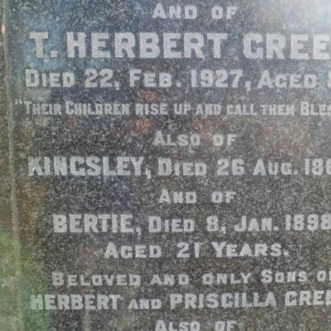 GREEN T. Herbert -1927 :: GREEN Kingsley -1868 :: GREEN Bertie -1898