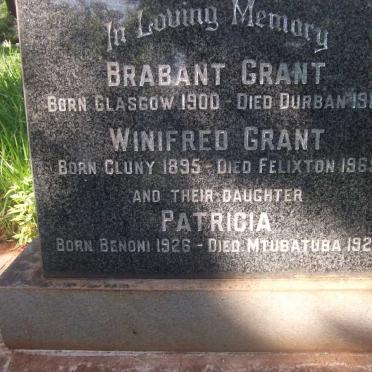 GRANT  Brabant 1900-1980 &amp; Winifred 1895-1965 :: GRANT Patricia 1926-1928