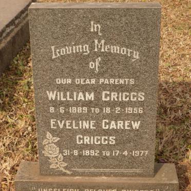 GRIGGS William 1889-1956 &amp; Eveline Carew 1892-1977