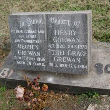 GREWAN Ethel Grace 1896-1984 :: GREWAN Henry 1920-1978 :: GREWAN Reuben -1968