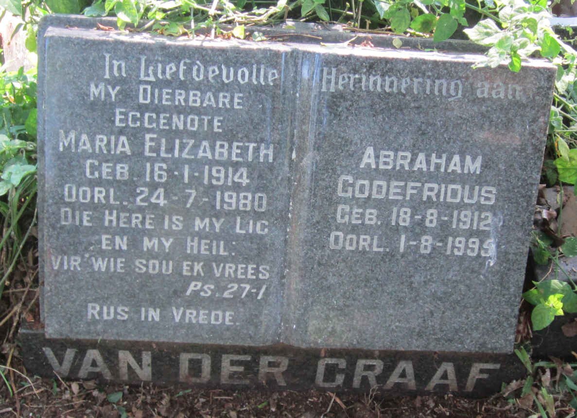 GRAAF Abraham Godefridus, van der 1912-1995 &amp; Maria Elizabeth 1914-1980