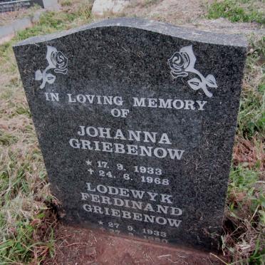 GRIEBENOW Lodewyk Ferdinand 1933-1980 &amp; Johanna 1933-1968