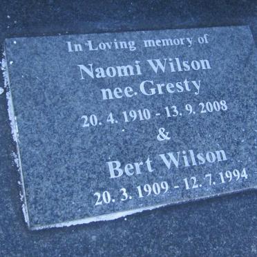 WILSON Bert 1909-1994 &amp; Naomi GRESTY 1910-2008