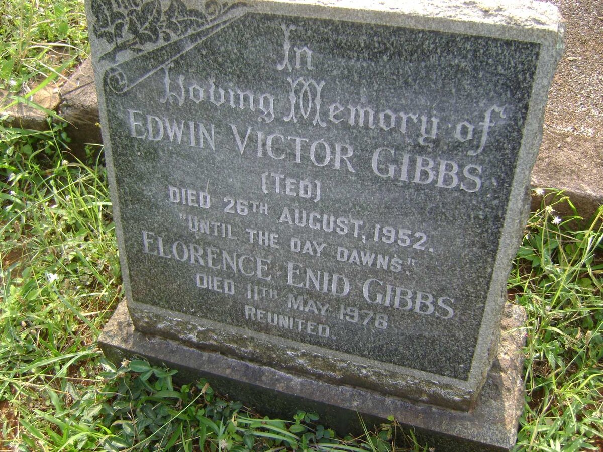 GIBBS Edwin Victor -1952 &amp; Florence Enid -1978