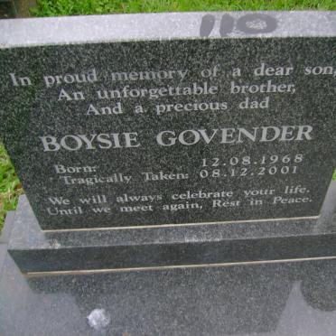 GOVENDER Boysie 1968-2001