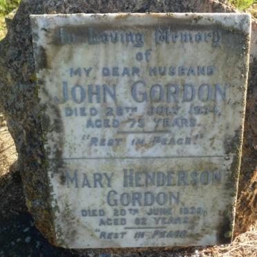 GORDON John -1934 &amp; Mary Henderson -1939