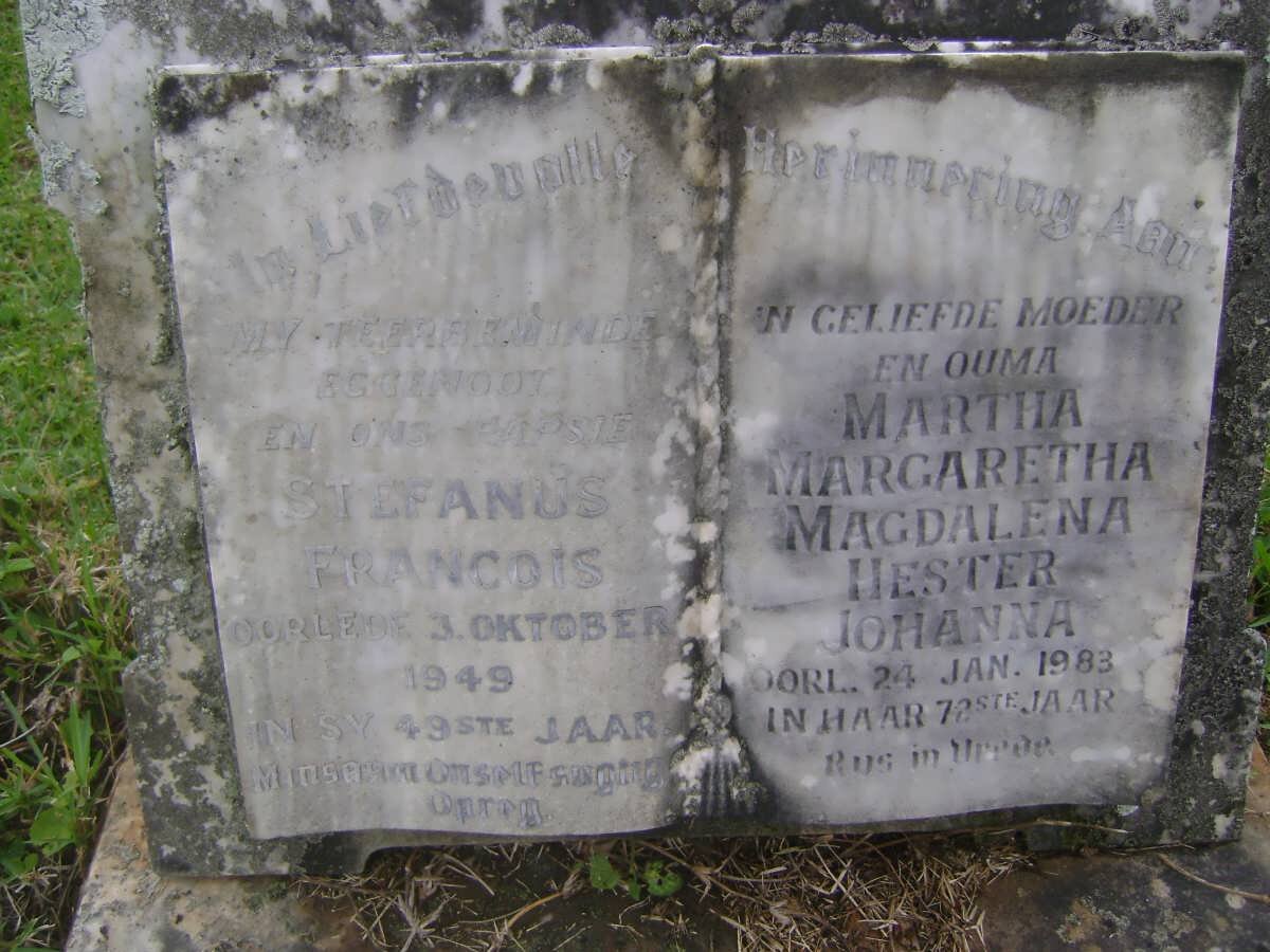 GOUWS Stefanus Francois -1949 &amp; Martha Margaretha Magdalena Hester Johanna -1983