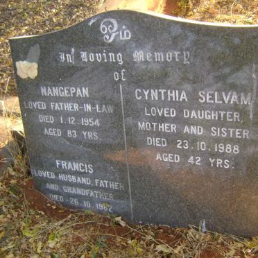 GOVENDER Nangepan -1954 :: GOVENDER Francis -1962 :: GOVENDER Cynthia Selvam -1988