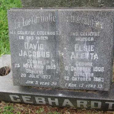 GEBHARDT David Jacobus 1905-1977 &amp; Elsie Aletta 1906-1993