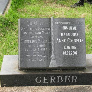 GERBER Cornelius Michael 1910-1968 &amp; Anne Cornelia 1919-2007