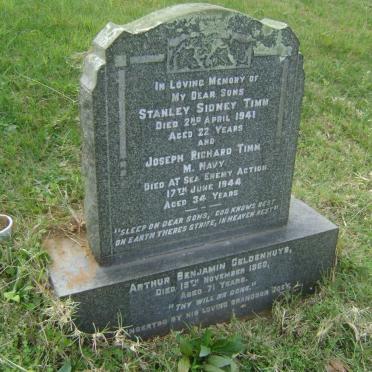 GELDENHUYS Arthur Benjamin -1960 :: TIMM Joseph Richard -1944 :: TIMM Stanley Sidney -1941