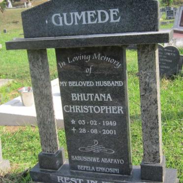 GUMEDE Bhutana Christopher 1949-2001