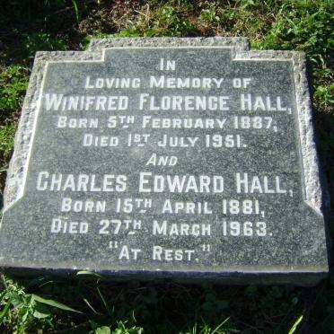 HALL Charles Edward 1881-1963 &amp; Winifred Florence 1887-1951