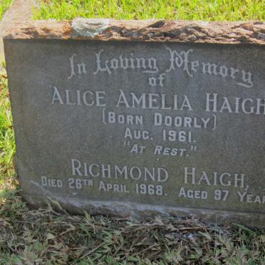 HAIGH Richmond -1968 &amp; Alice Amelia DOORLY -1961