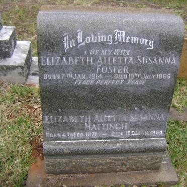 HATTINGH Elizabeth Alletta Susanna 1871-1954 :: FOSTER Elizabeth Alletta Susanna 1914-1965
