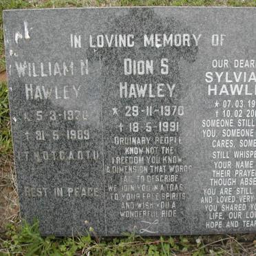HAWLEY William N. 1920-1989 :: HAWLEY Sylvia L.1918-2008 :: HAWLEY Dion S. 1970-1991