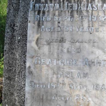 HASLAM Edward -1932 &amp; Beatrice Anne -1949