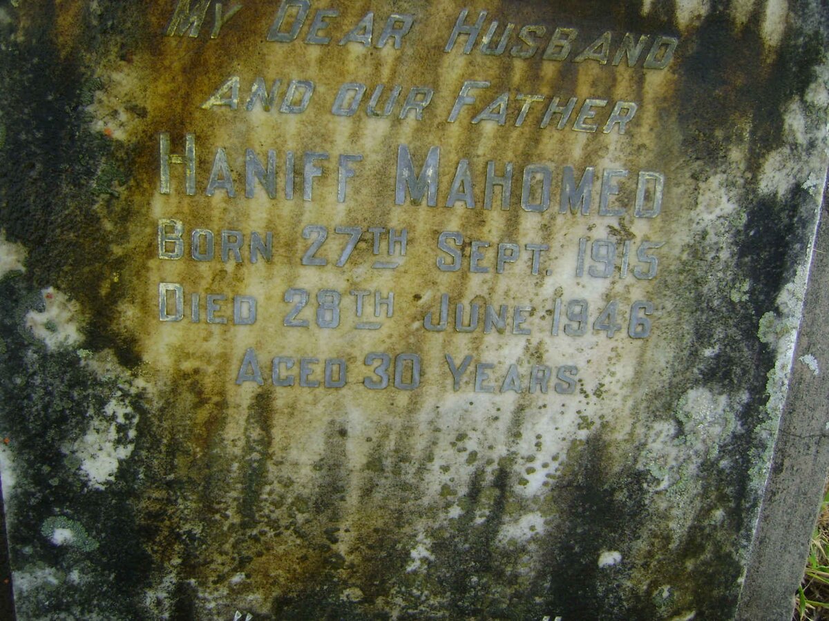 HANIFF Mahomed 1915-1946