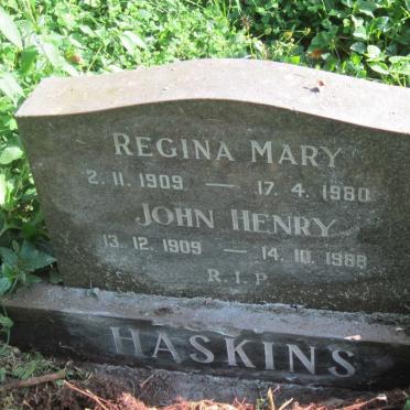 HASKINS John Henry 1909-1988 &amp; Regina Mary 1909-1980