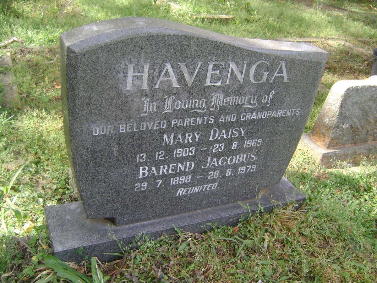 HAVENGA Barend 1898-1979 &amp; Mary Daisy 1903-1969