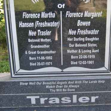 HANSEN Florence Martha formerly FRESHWATER nee TRASLER 1892-1971 :: BOWEN Florence Margaret nee FRESHWATER 1919-1961