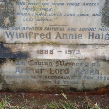 HAIGH Arthur Lord -1952 &amp; Winifred Annie 1888-1973