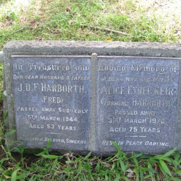 HARBORTH J.D.F. -1944 &amp; KEIR Alice Ethel previously HARBORTH -1970
