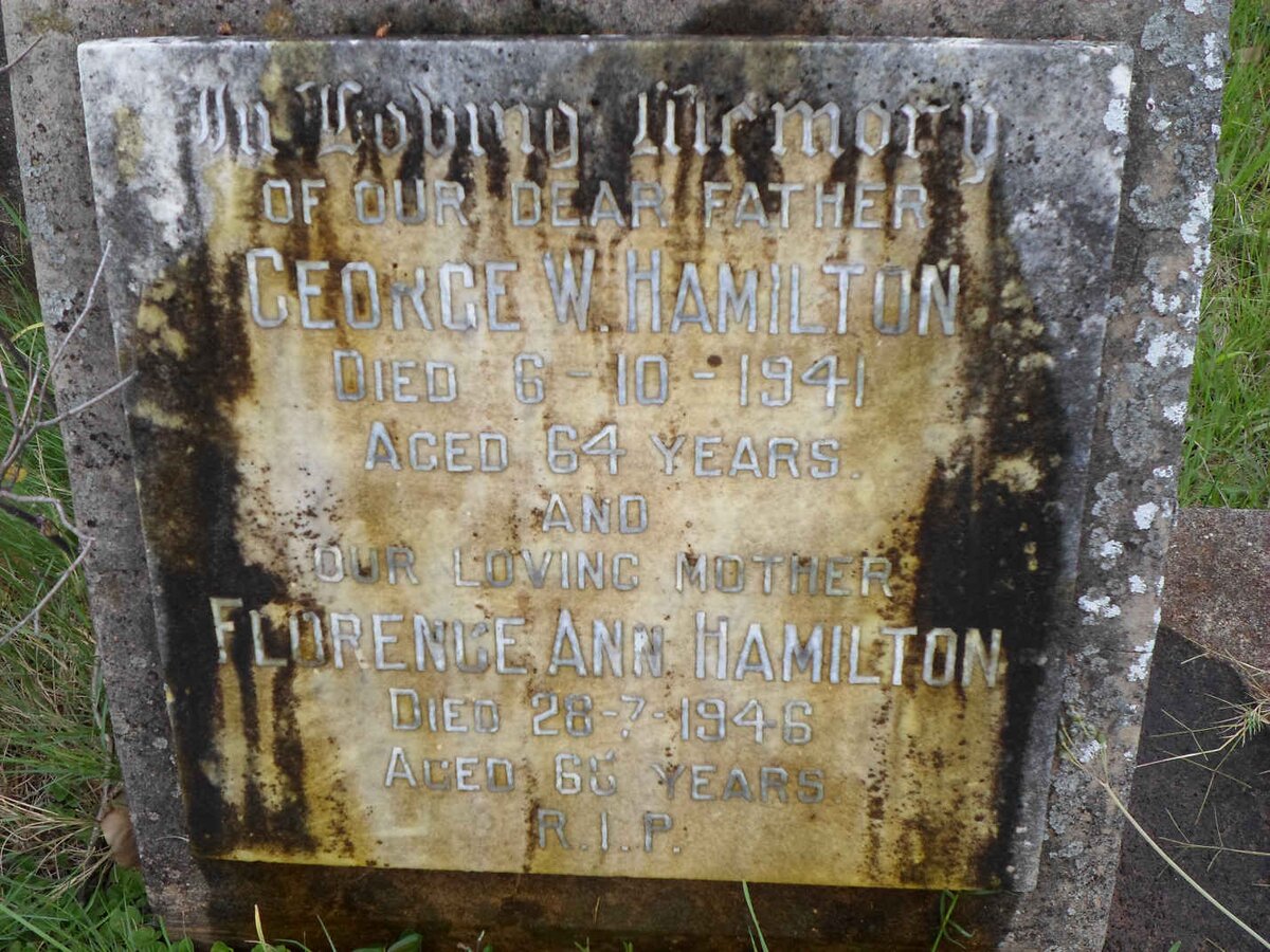 HAMILTON George W. -1941 &amp; Florence Ann -1946