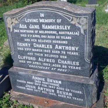 HAMMERSLEY Henry Charles Anthony -1953 &amp; Ada Jane HENTHORN -1941 :: HAMMERSLEY Clifford Alfred Charles -1963