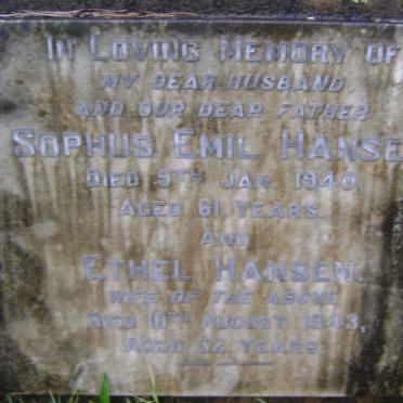 HANSEN Sophus Emil -1940 &amp; Ethel -1943