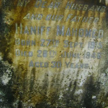 HANIFF Mahomed 1915-1946