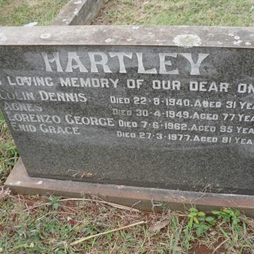 HARTLEY Colin Dennis -1940 :: HARTLEY Agnes -1949 :: HARTLEY Lorenzo George -1962 :: HARTLEY Enid Grace -1977