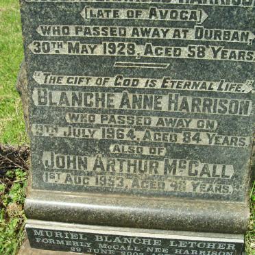 HARRISON Robert Jarrold -1928 &amp; Blanche Anne -1964 :: McCall John Arthur -1953