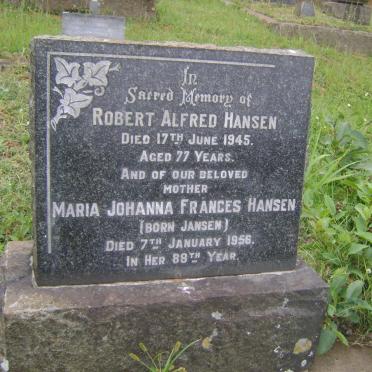 HANSEN Robert Alfred -1945 &amp; Maria Johanna Frances JANSEN -1956