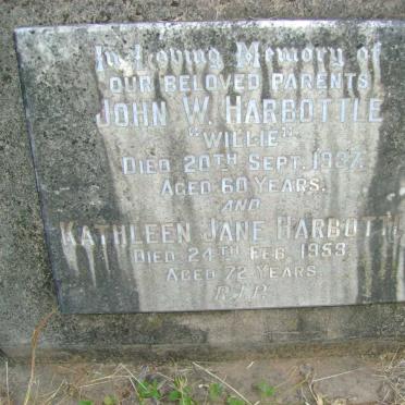HARBOTTLE John W. -1937 &amp; Kathleen Jane -1959