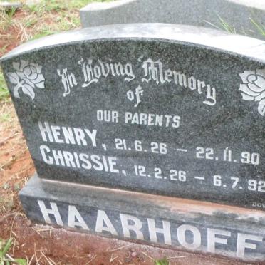 HAARHOFF Henry 1926-1990 &amp; Chrissie 1926-1992