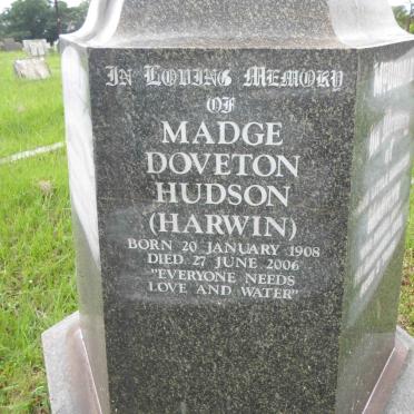 HUDSON Madge Doveton nee HARWIN 1908-2006