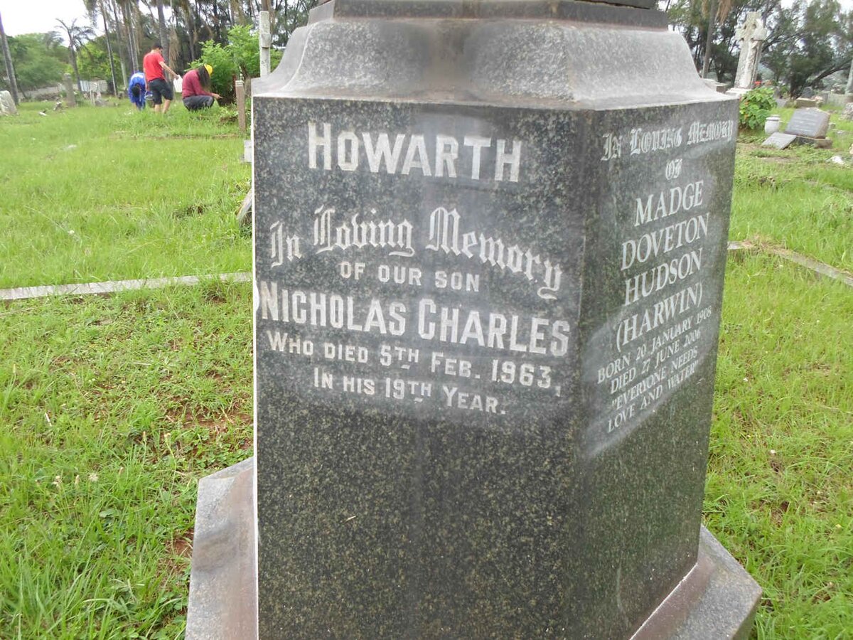 HOWARTH Nicholas Charles -1963 :: HUDSON Madge Doveton nee HARWIN 1908-2006