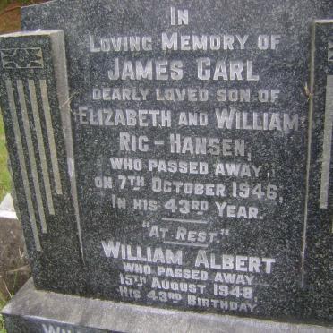 HANSEN James Carl, RIC -1946 :: RIC-HANSEN William Albert -1948