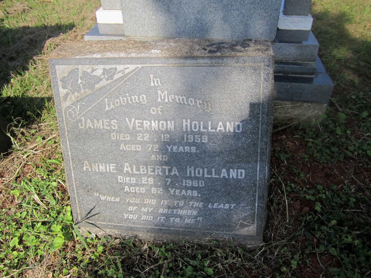 HOLLAND James Vernon -1959 &amp; Annie Alberta -1960