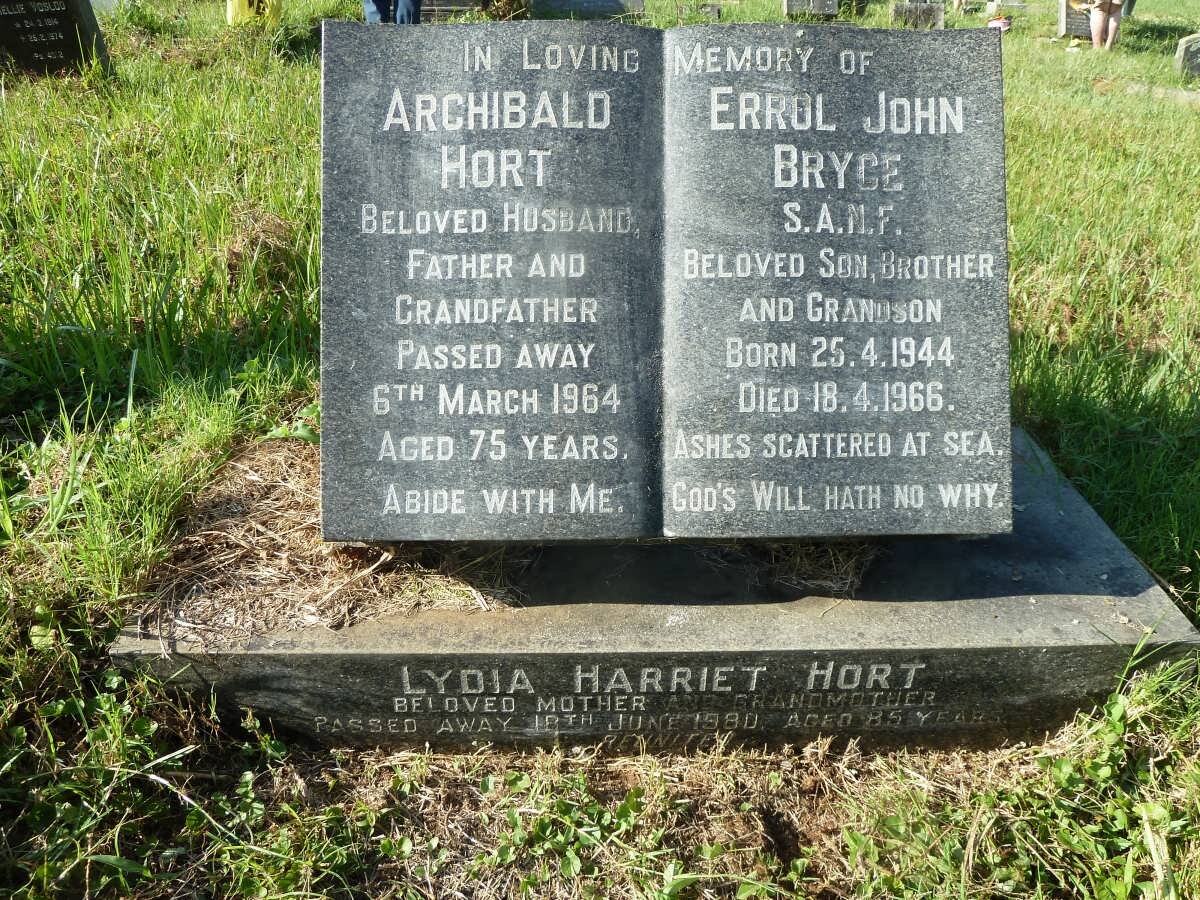 HORT Archibald -1964 &amp; Lydia Harriet -1980 :: BRYCE Errol John 1944-1966