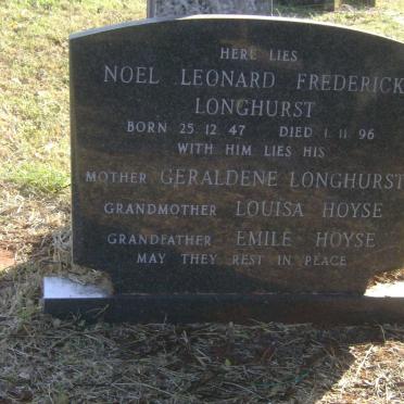 HOYSE Emile -1953 &amp; Louisa -1953 :: LONGHURST Geraldene -1961 ::  LONGHURST Noel Leonard Frederick 1947-1996