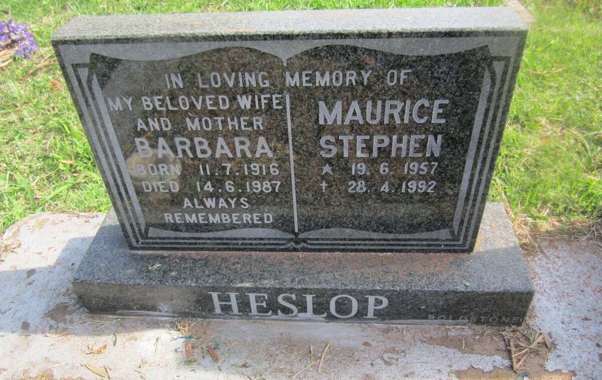HESLOP Barbara 1916-1987 :: HESLOP  Maurice Stephen 1957-1992