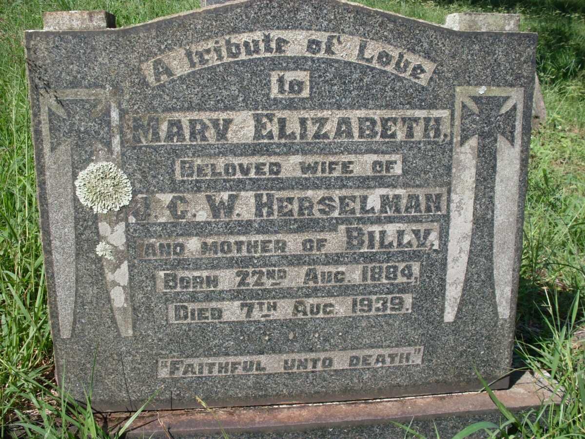 HERSELMAN Mary Elizabeth 1884-1939