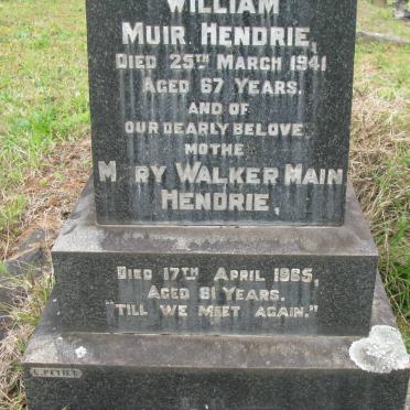 HENDRIE William Muir -1941 &amp; Mary Walker Main -1965 :: HENDRIE John 1919-1980