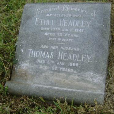 HEADLEY Thomas -1965 &amp; Ethel -1947