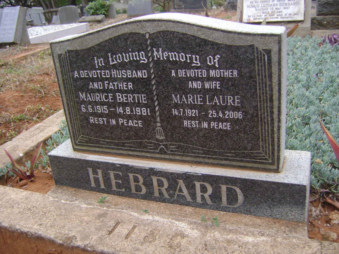 HEBRARD Marie Luciana -1957 :: HEBRARD Christie Roland -1942 :: HEBRARD Maurice Bertie 1915-1981 &amp; Marie Laure 1921-2006