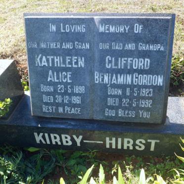 HIRST Clifford Benjamin Gordon 1923-1992 :: KIRBY Kathleen Alice 1898-1961