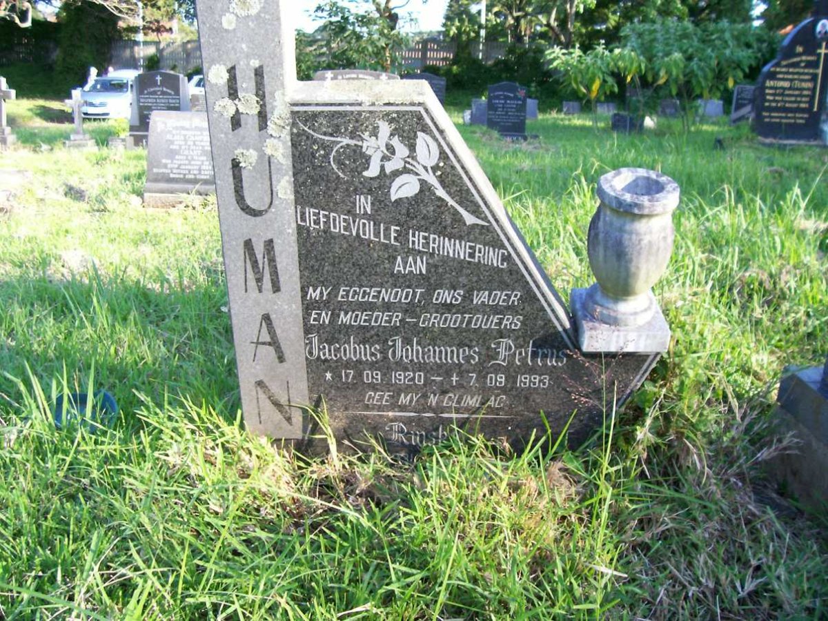 HUMAN Jacobus Johannes Petrus 1920-1993